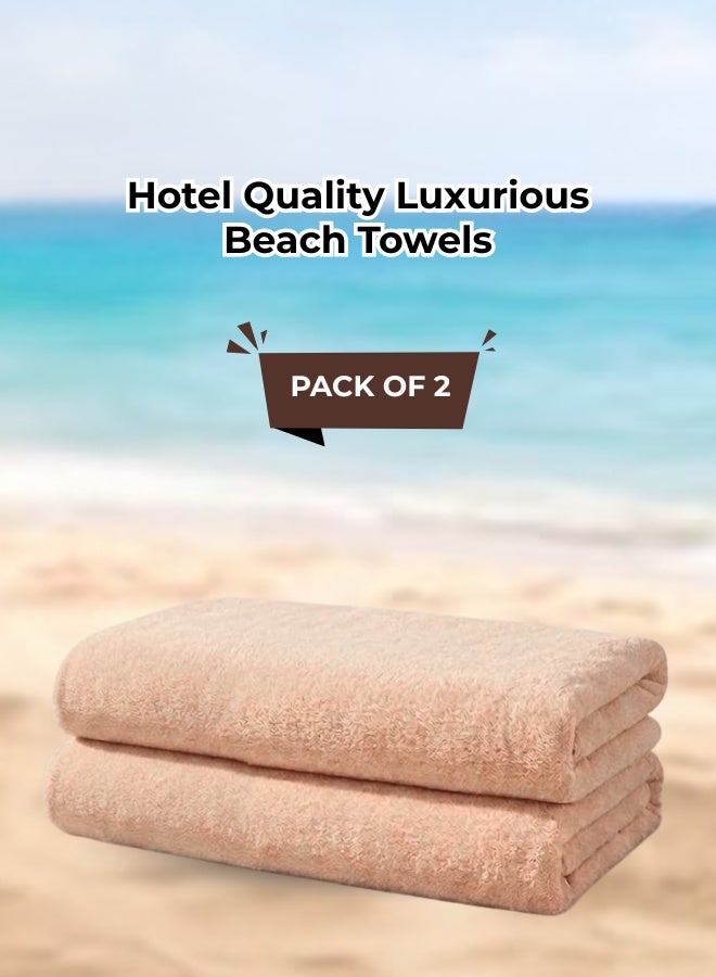 Pearl Coast International Pearl Coast Oversized Beach Towel Set (Pack of 2) | 90x180cm | Extra Large | Premium Cotton | 550 GSM | Super Soft and Highly Absorbent | Hotel And Spa Quality Towels Beige
