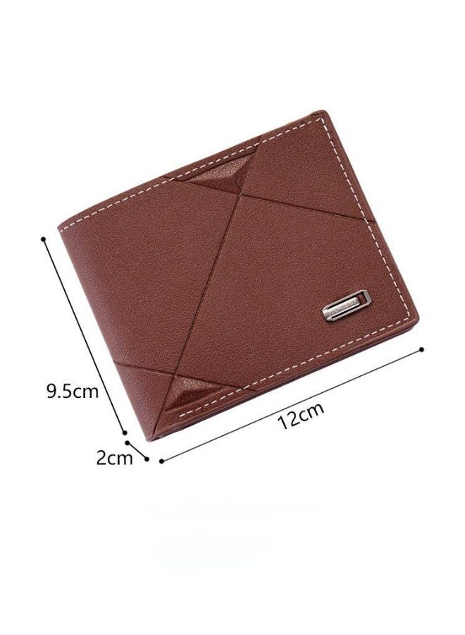 جيانغ بي أو محفظة رجالية قصيرة جديدة ثلاثية الطي - محفظة أفقية رفيعة من جلد البولي يوريثان الناعم مع فتحات متعددة للبطاقات، محفظة خفيفة الوزن كاجوال للشباب والاستخدام اليومي - Image 5