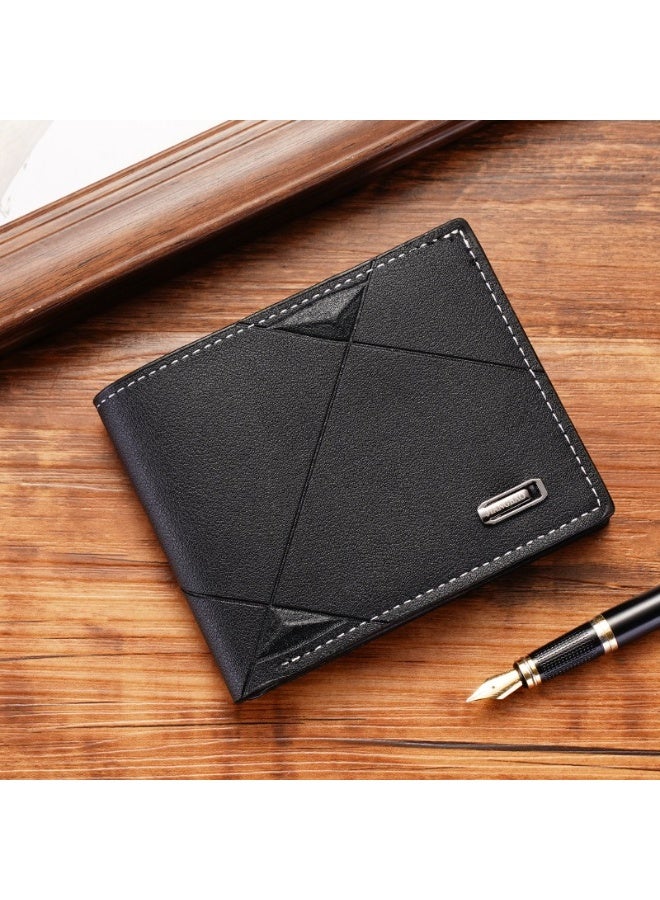 جيانغ بي أو محفظة رجالية قصيرة جديدة ثلاثية الطي - محفظة أفقية رفيعة من جلد البولي يوريثان الناعم مع فتحات متعددة للبطاقات، محفظة خفيفة الوزن كاجوال للشباب والاستخدام اليومي - Image 1