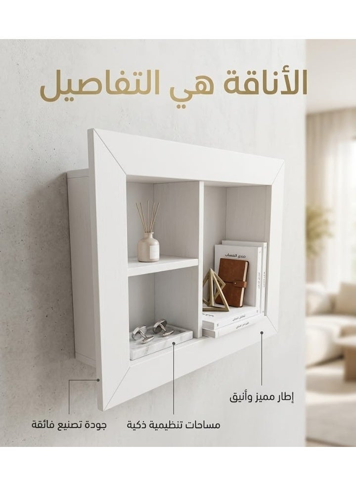 رف غطاء مكيف شباك لتغطية الحائط مصنوع من الخشب, لون أبيض - Image 1