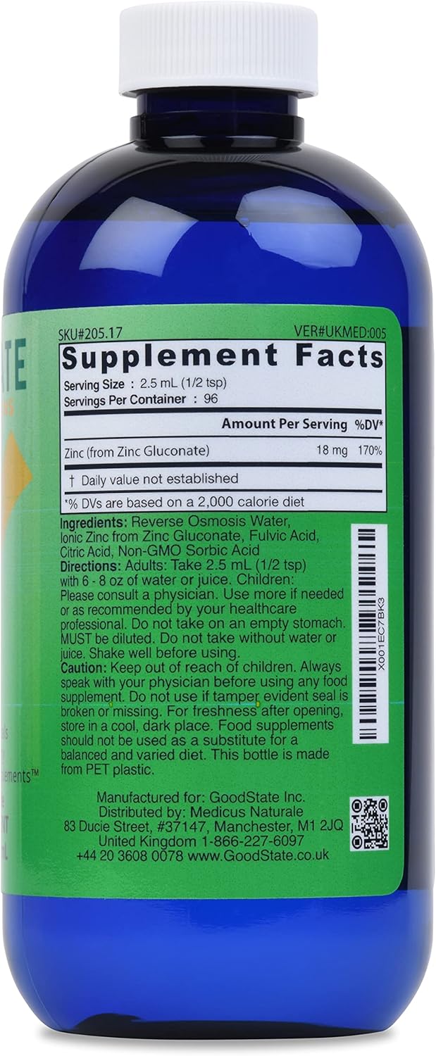 Good State Liquid Ionic Zinc Dietary Supplement Great for Immune System 96 Servings at 18 Mg 8 Fl oz Bottle - Image 2