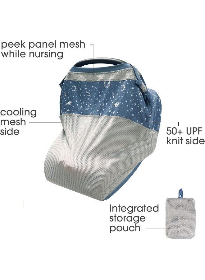Boppy 4 and More Multi-use Cover | Blue Starry Sky | Quick Drying UPF 50+ Knit Fabric and Breathable Mesh | Car Seat Canopy, Nursing Scarf, Shopping Cart Cover, High Chair Cover and More - Image 2