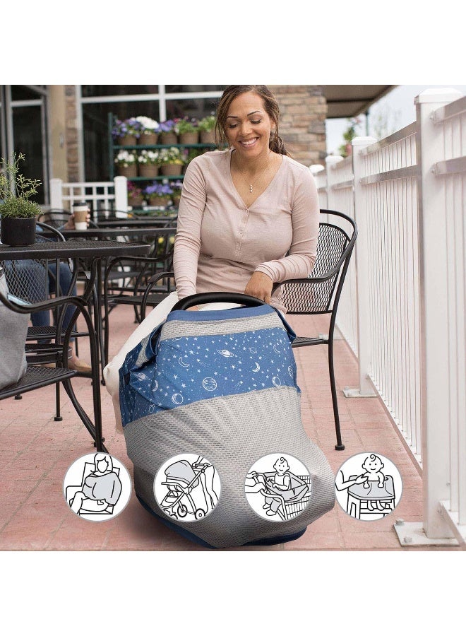 Boppy 4 and More Multi-use Cover | Blue Starry Sky | Quick Drying UPF 50+ Knit Fabric and Breathable Mesh | Car Seat Canopy, Nursing Scarf, Shopping Cart Cover, High Chair Cover and More - Image 3