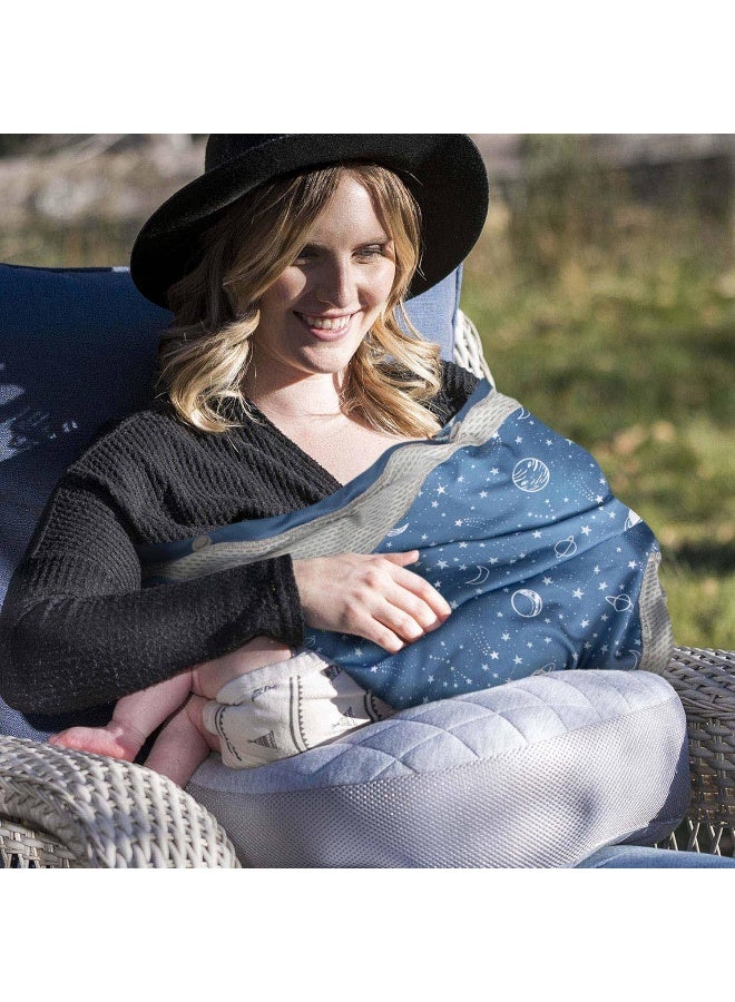 Boppy 4 and More Multi-use Cover | Blue Starry Sky | Quick Drying UPF 50+ Knit Fabric and Breathable Mesh | Car Seat Canopy, Nursing Scarf, Shopping Cart Cover, High Chair Cover and More - Image 4