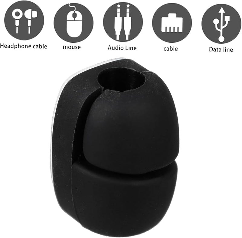 Jojofuny 30 قطعة مشابك كابلات سوداء منظف أسلاك مثبت قوي للجدار للسماعات شواحن كابلات USB - Image 3