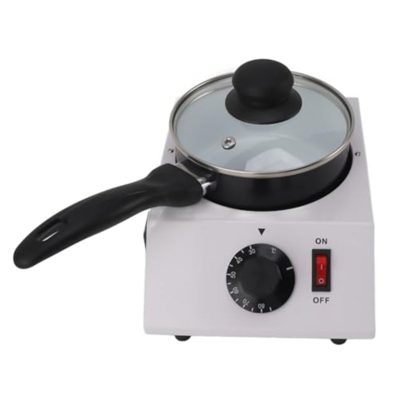 Professional chocolate melting pot for candy making, stainless steel body, matte black finish, precise manual temperature control, compact 3.5x3.5cm leather-shaped cutter included - Image 4