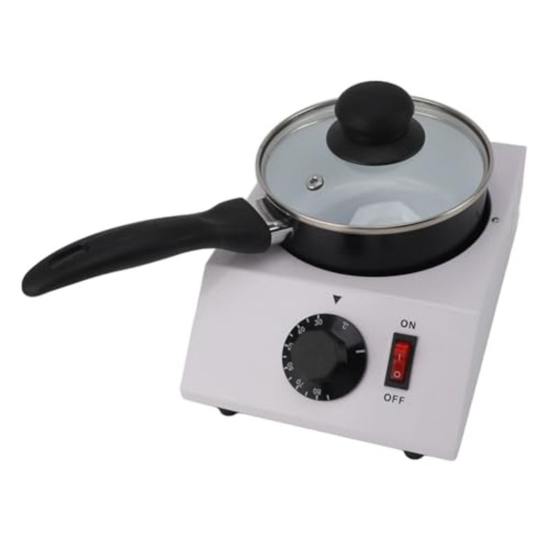 Professional chocolate melting pot for candy making, stainless steel body, matte black finish, precise manual temperature control, compact 3.5x3.5cm leather-shaped cutter included - Image 2