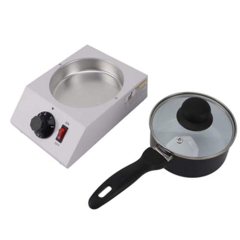 Professional chocolate melting pot for candy making, stainless steel body, matte black finish, precise manual temperature control, compact 3.5x3.5cm leather-shaped cutter included - Image 3