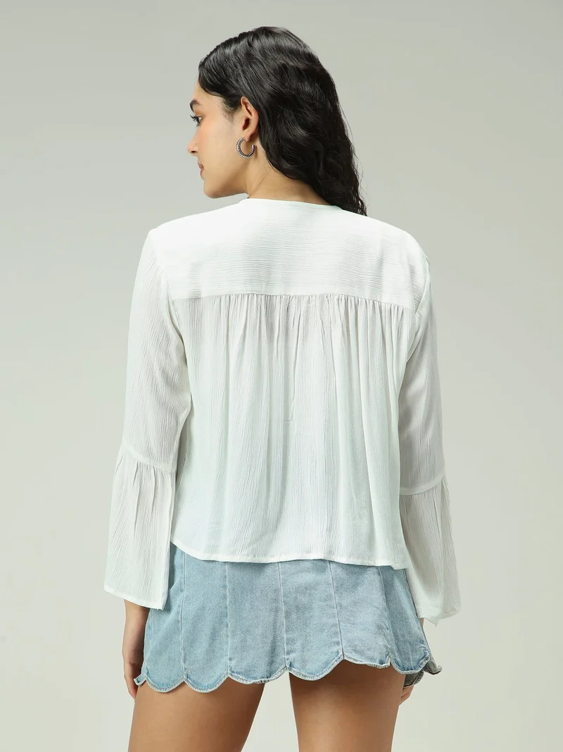 OUTZIDR White Button Down Flowy Shirt