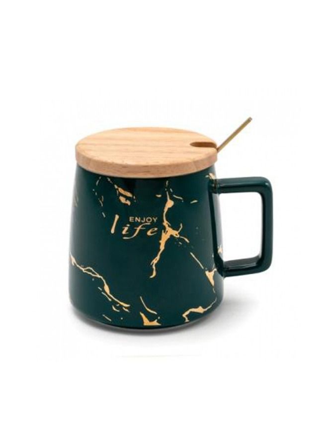 شيانغ يو كوب سيراميك فاخر مع قدح قهوة رخامي مغطى من الخشب - Image 1