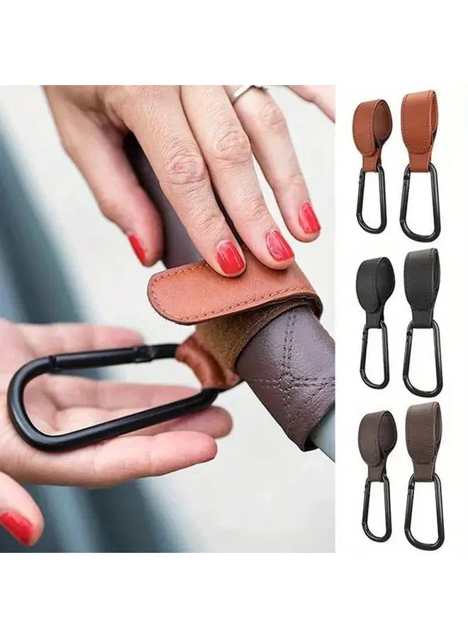 2pcs Black PU Leather Grocery Bag Hooks Portable Strap Accessories Ideal Gifts - Image 4