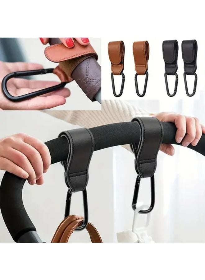 2pcs Black PU Leather Grocery Bag Hooks Portable Strap Accessories Ideal Gifts - Image 2
