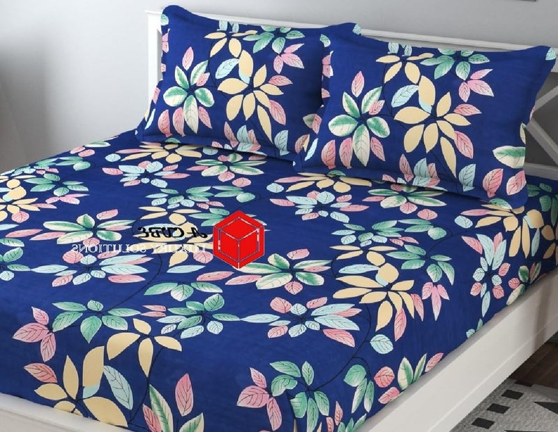 A CUBE LUXURY SOLUTIONS A Cube Luxury Solutions 210TC Double Bedsheet Queen Size 72x78 Inches with Elastic Fitting with 2 Pillow Covers  - Image 5