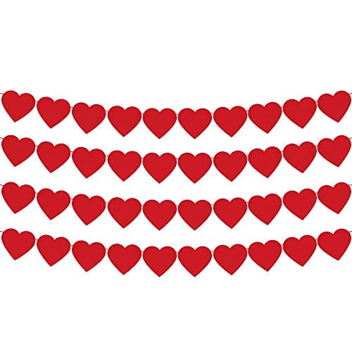 Festiko® Red Heart Garland for Valentine's Day Decor - 4 Strings | Valentine Decoration | Home Decor | Romantic Banner for Special Night - Image 2