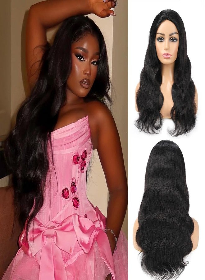 Miss Lee Body Wave Half Wig Human Hair 200% Density 3 In 1 Half Wig Glueless Wigs Human Hair Wear and Go Drawstring Seamless Flip Headband Wig for Women Beginner Friendly Natural Black 18inch - Image 1