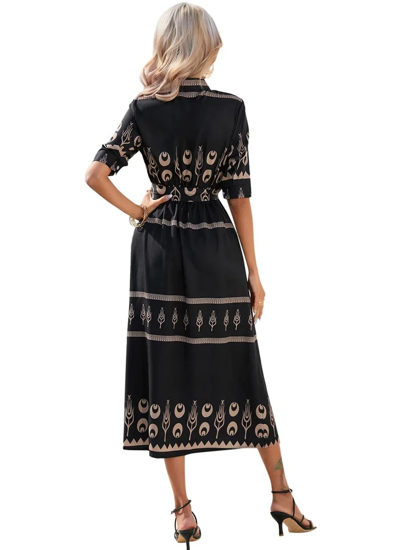 YUNIQEE Patterned Waist Tie Dress