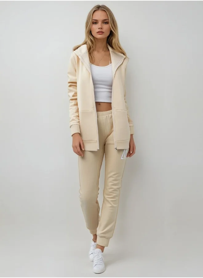 I Am The Company UNISEX SWEATPANTS - BEIGE & WHITE
