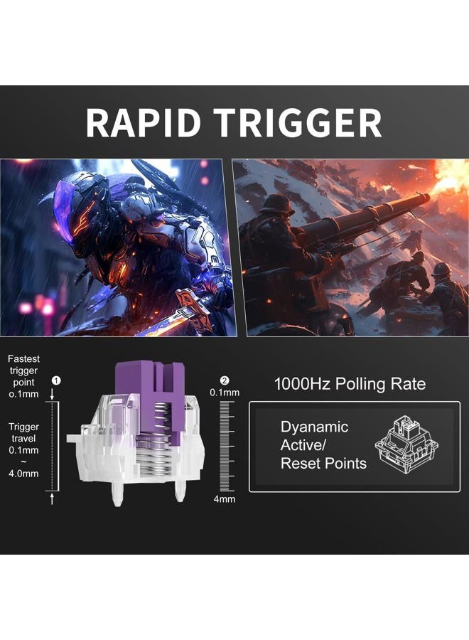 MageGee 60% Rapid Trigger Magnetic Switch Keyboard, Wired 68 Keys Hot Swappable Custom RGB Backlit Gaming Keyboard for Win/PC/MAC, White - Image 2