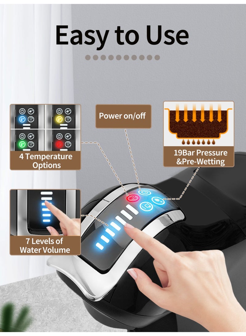 بريتيل ماكينة قهوة إسبريسو ٥ في ١، ضغط ١٩ بار، متعددة الكبسولات، ماكينة قهوة إسبريسو، ماكينة قهوة كابتشينو، ماكينة لاتيه أمريكانو، إسبريسو ماكياتو - Image 5