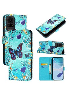 For TCL 50 LE 5G Colored Drawing Pattern Plain Weave Leather Phone Case(Love Butterfly)