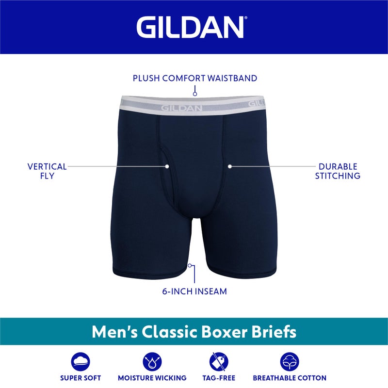 Gildan Men's Underwear Boxer Briefs, Multipack, Navy/Heather Navy/Sport Grey/Dot/Navy (5-Pack), Small - Image 3