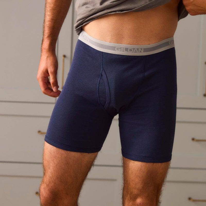 Gildan Men's Underwear Boxer Briefs, Multipack, Navy/Heather Navy/Sport Grey/Dot/Navy (5-Pack), Small - Image 2