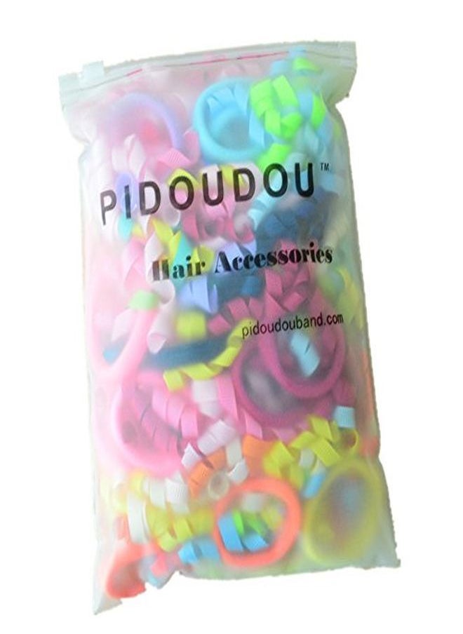 PIDOUDOU - Pack Of 18 Boutique Girls' Solid Curly Korker Bow Hair Ties - Image 1