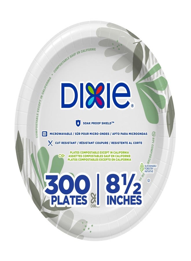 Dixie 8 1/2 Inch Medium-Weight Disposable Paper Plates, Pathways, 300 Count, Bulk Case, 6 Packs/50 Count Per Pack, (Georgia-Pacific #UX9P300) - Image 1