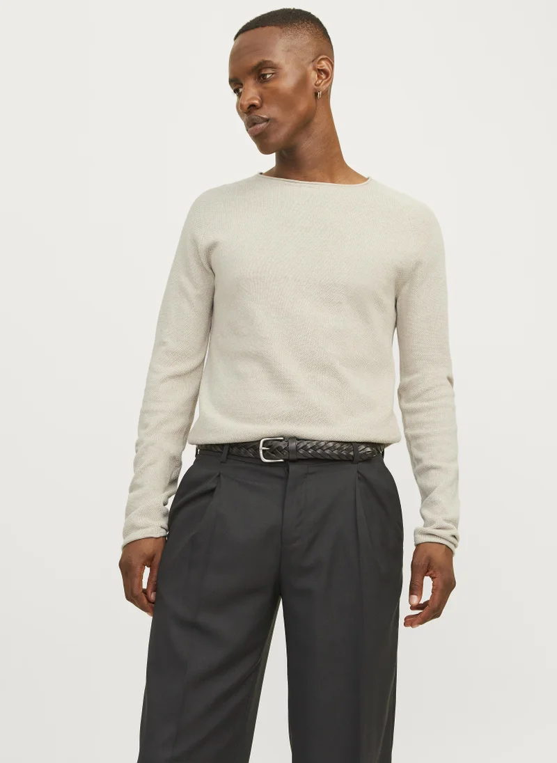 Knitted Crew Neck Long Sleeve Sweater