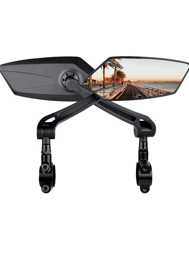 Cuken 1 Pair Bike Mirror Handlebar Rear View Mirror, Electric Bike Mirrors, 360 Degree Adjustable Rotatable Bicycle Mirrors for Handlebars, Safe Wide Angle HD Glass Bike Side Mirrors Black - Image 2