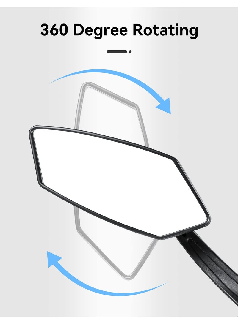 Cuken 1 Pair Bike Mirror Handlebar Rear View Mirror, Electric Bike Mirrors, 360 Degree Adjustable Rotatable Bicycle Mirrors for Handlebars, Safe Wide Angle HD Glass Bike Side Mirrors Black - Image 4