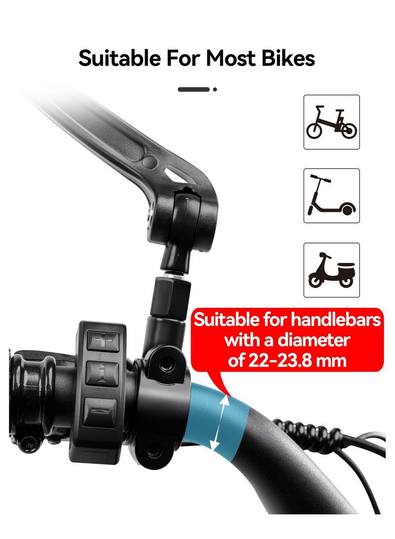 Cuken 1 Pair Bike Mirror Handlebar Rear View Mirror, Electric Bike Mirrors, 360 Degree Adjustable Rotatable Bicycle Mirrors for Handlebars, Safe Wide Angle HD Glass Bike Side Mirrors Black - Image 3