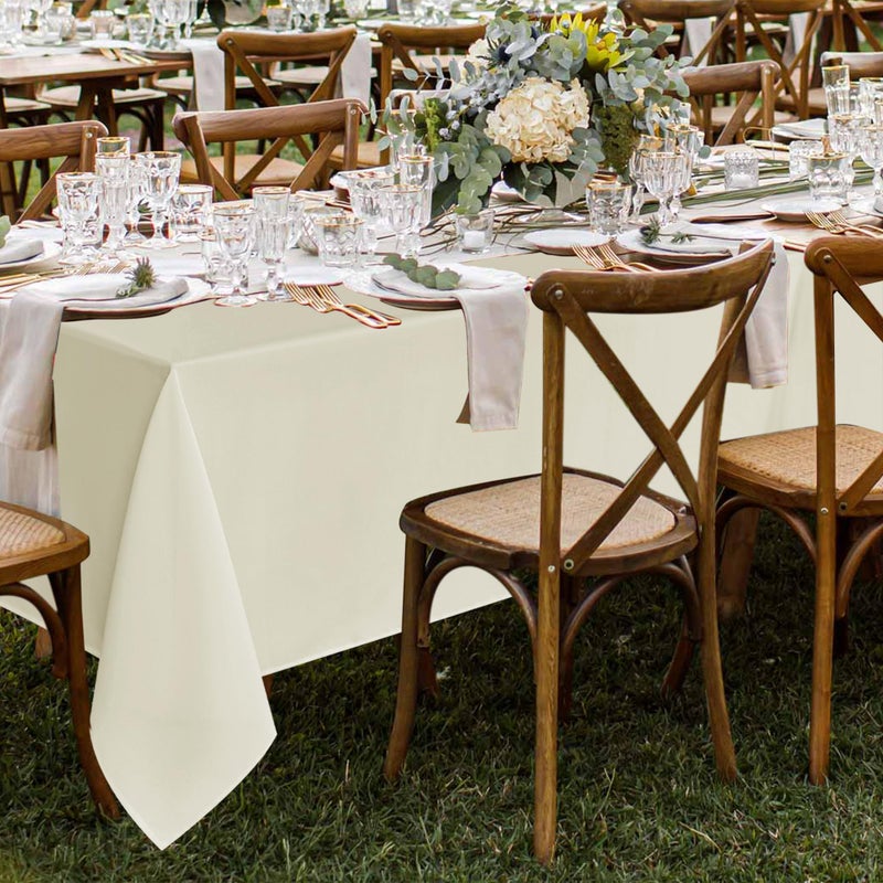 Fitable 8 Pack Rectangle Tablecloths: Stain Resistant Wrinkle Free Fabric Table Clothes, Washable Reusable Polyester Table Covers for Wedding Party Birthday Banquet Reception(Ivory, 90x132 Inch) - Image 4
