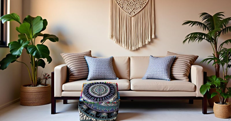 CRAFT KALA غطاء وسادة طاولة مربعة ذات تصميم ماندالا من ، بحجم 22×22×14 بوصة، بلون الغزال الأخضر الغامق. - Image 3