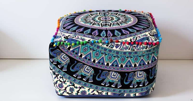 CRAFT KALA غطاء وسادة طاولة مربعة ذات تصميم ماندالا من ، بحجم 22×22×14 بوصة، بلون الغزال الأخضر الغامق. - Image 4