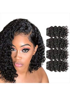 FASHION LINE Brazilian Body Wave/Water Wave/Deep Wave/Funmi/Human Hair Bundles Unprocessed Human Hair Natural Black(Deep Wave, 12" 4 Bundles)  - Image 1