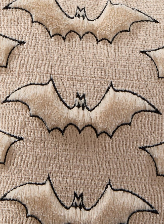 DFXSZ Halloween Pillow Covers 18x18 inch Set of 2 Beige Bat with Black Eyes Throw Pillow Cases Soft Plush Faux Fur Wool Couch Cushion Case for Chair Sofa Bedroom Living Room Home Decor PTK059A18 - Image 4