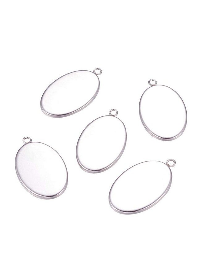 UNICRAFTALE 10Pcs 20X30Mm Oval Blank Pendants Pendant Bezel Trays Stainless Steel Cabochon Settings Plain Edge Bezel Cups For Jewelry Necklaces Bracelet Making 35X21X1.5Mm Hole 2Mm  - Image 1