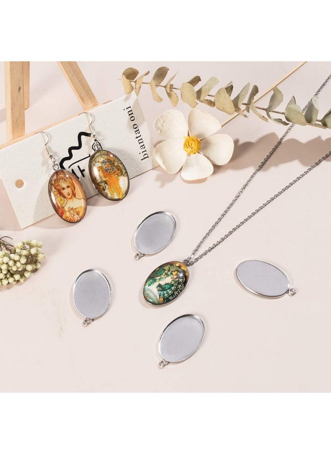 UNICRAFTALE 10Pcs 20X30Mm Oval Blank Pendants Pendant Bezel Trays Stainless Steel Cabochon Settings Plain Edge Bezel Cups For Jewelry Necklaces Bracelet Making 35X21X1.5Mm Hole 2Mm  - Image 3