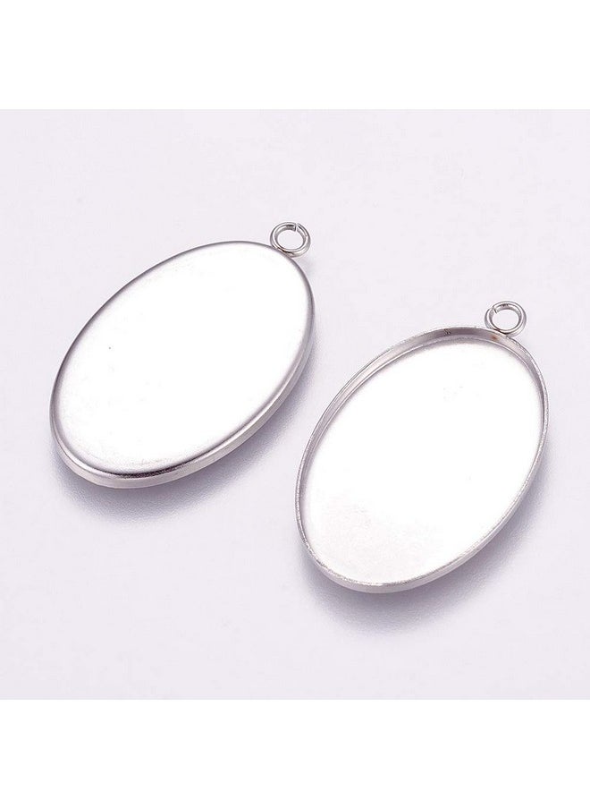 UNICRAFTALE 10Pcs 20X30Mm Oval Blank Pendants Pendant Bezel Trays Stainless Steel Cabochon Settings Plain Edge Bezel Cups For Jewelry Necklaces Bracelet Making 35X21X1.5Mm Hole 2Mm  - Image 2