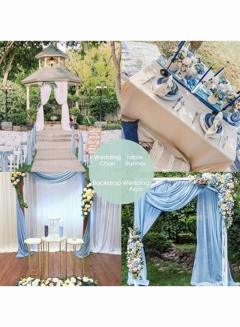 Zikra Baby Blue Chiffon Table Runner Boho Chiffon Table Runner Sheer for Romantic Wedding Decor Bridal and Baby Shower Birthday Rustic Party Decoration 29x120 Inch - Image 2