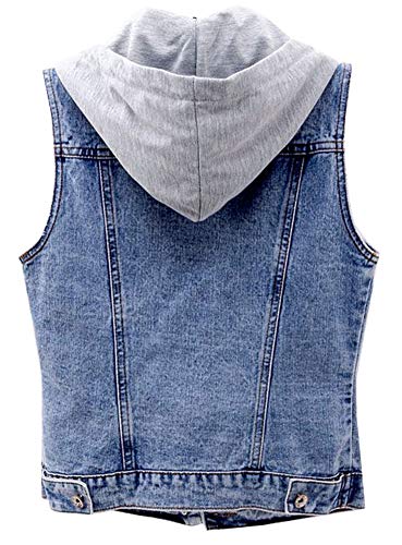 Kedera Women's Distressed Sleeveless Denim Vest with Detachable Hoodie - Image 2
