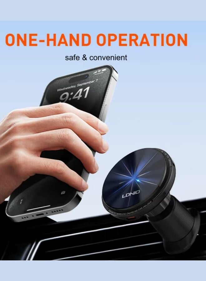 LDNIO 360° Rotating Magnetic Car Phone Holder – Universal Strong Magnet Mobile Stand Mount for Dashboard or Air Vent | Compact Hands-Free Smartphone Holder for iPhone Samsung GPS Navigation Use - Image 3