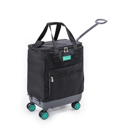 Handy Sandy Haul-It Foldable Rolling Tote – Patented Heavy-Duty Utility Bag with 8 Spinner Wheels, – Reusable Grocery Cart, Laundry Carrier, Travel Tote, Commuter Bag for Shopping & More- Green - Image 1