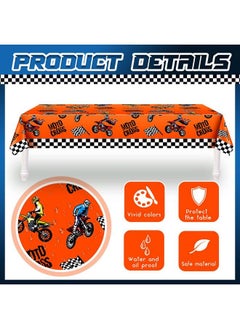 Patelai Dirt Bike Birthday Party Decorations Tablecloths Dirt Bike Table Covers Checkered Racing Motorcycle Theme Party Tablecovers Disposable Table Cover Moto Party Favors Party Supplies (2 Pieces)  - Image 4