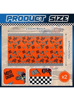 Patelai Dirt Bike Birthday Party Decorations Tablecloths Dirt Bike Table Covers Checkered Racing Motorcycle Theme Party Tablecovers Disposable Table Cover Moto Party Favors Party Supplies (2 Pieces)  - Image 3