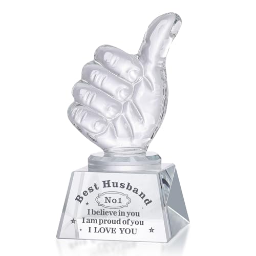 LONGWIN Best Husband Gifts from Wife, Husband Christmas Birthday Gifts Idea Crystal Awards with Thumbs Up, Unique Present for Husband Gift for Him Men - Image 1