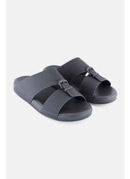 Algspar Men 2 Strap Slip On Arabic Sandals, Dark Grey  - Image 1