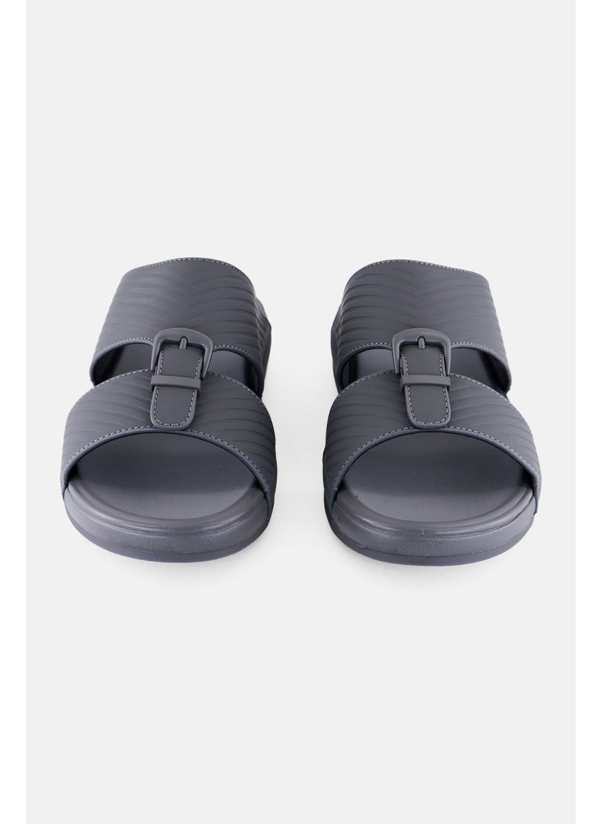 Algspar Men 2 Strap Slip On Arabic Sandals, Dark Grey  - Image 4