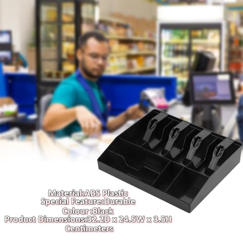 SUKHAD ABS Plastic Cash & Check Box | 4 Slots for cash/bills/Money and 4 Slots for Coins Cash Tray | 32.2 x 24.5 x 3.5 CM - Image 2